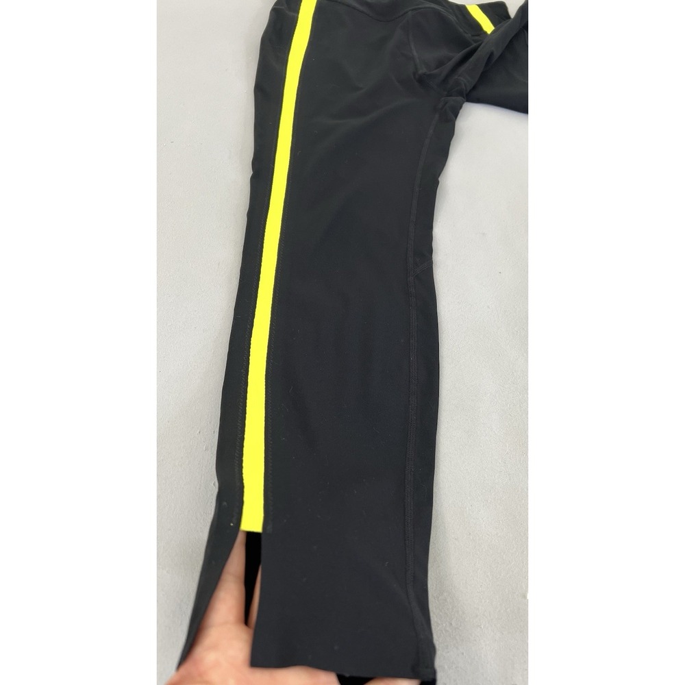 Zyia active full length leggings size 6/8 Medium Black With Yellow Stripe - Picture 3 of 9